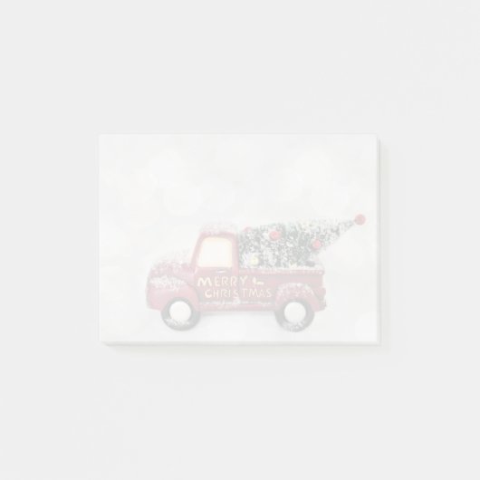 灰色のヴィンテージの背景に赤い《写真》ぼけ味トラック ポストイット (正面)