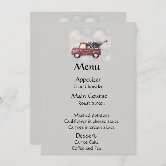 灰色のヴィンテージの背景に赤い《写真》ぼけ味トラック メニュー (正面/裏面)