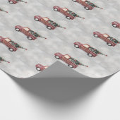 灰色のヴィンテージの背景に赤い《写真》ぼけ味トラック ラッピングペーパー (角)