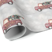 灰色のヴィンテージの背景に赤い《写真》ぼけ味トラック ラッピングペーパー (ロールコーナー)