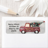 灰色のヴィンテージの背景に赤い《写真》ぼけ味トラック ラベル (インサイチュ)