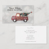 灰色のヴィンテージの背景に赤い《写真》ぼけ味トラック 名刺 (正面/裏面)