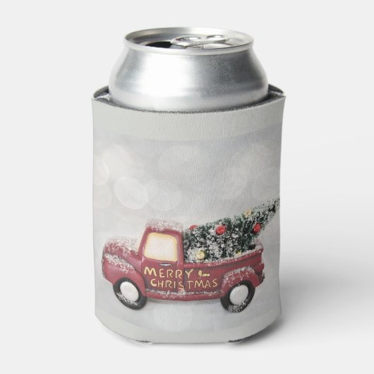 灰色のヴィンテージの背景に赤い《写真》ぼけ味トラック 缶クーラー (缶正面)