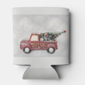 灰色のヴィンテージの背景に赤い《写真》ぼけ味トラック 缶クーラー (裏面)