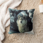 灰色の一匹狼の眺望 クッション (ブランケット)