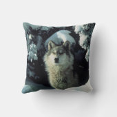 灰色の一匹狼の眺望 クッション (裏面)