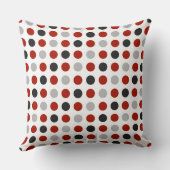 灰色の七面鳥の赤と白ドット クッション (裏面)