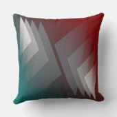 灰色の三角形のティール(緑がかった色)バーガンディ クッション (裏面)