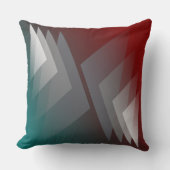 灰色の三角形のティール(緑がかった色)バーガンディ クッション (正面)