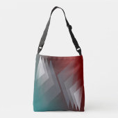 灰色の三角形のティール（緑がかった色）バーガンディ クロスボディバッグ (裏面)