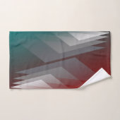 灰色の三角形のティール(緑がかった色)バーガンディ バスタオルセット (ハンドタオル)