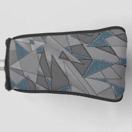 灰色の三角形の切り出しで粗い濃い青の部分 ゴルフヘッドカバー