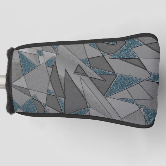 灰色の三角形の切り出しで粗い濃い青の部分 ゴルフヘッドカバー (正面)