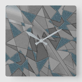 灰色の三角形の切り出しで粗い濃い青の部分 スクエア壁時計