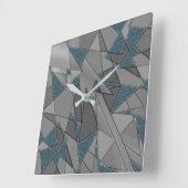 灰色の三角形の切り出しで粗い濃い青の部分 スクエア壁時計 (傾斜)
