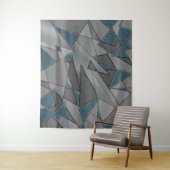 灰色の三角形の切り出しで粗い濃い青の部分 タペストリー (インサイチュ)
