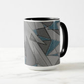 灰色の三角形の切り出しで粗い濃い青の部分 マグカップ (正面右)