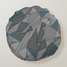 灰色の三角形の切り出しで粗い濃い青の部分 ラウンドクッション