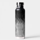 灰色の三角形の幾何学的な正方形パターンモノグラム ウォーターボトル (右面)