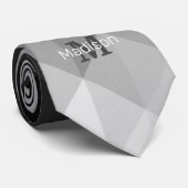 灰色の三角形の幾何学的な正方形パターンモノグラム ネクタイ (ロール)