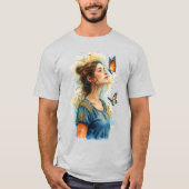 灰色の上のレディバタフライ Tシャツ (正面)