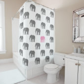 灰色の中の象徴的なピンク象白の物 シャワーカーテン (インサイチュ)