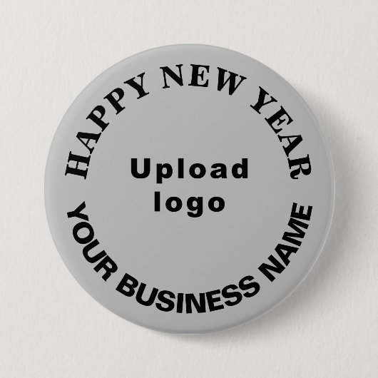 灰色の丸いボタンで新年の挨拶 缶バッジ (正面)