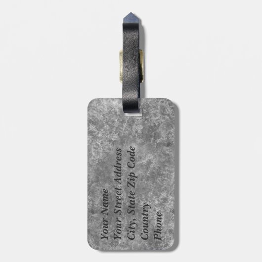 灰色の丸い楕円モノグラム ラゲッジタグ (裏面縦)