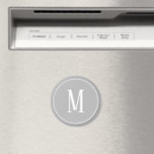 灰色の丸い磁石にモノグラムホワイト マグネット (インサイチュ (食洗機))