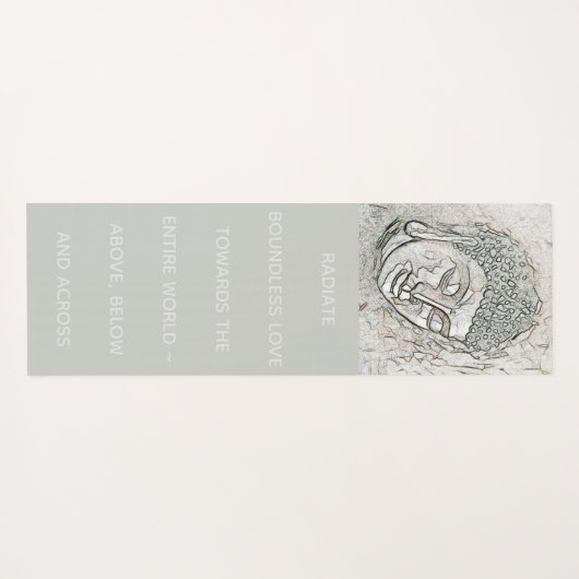 灰色の仏のポートレートの引用文は無限愛を放射します ヨガマット (裏面(横))