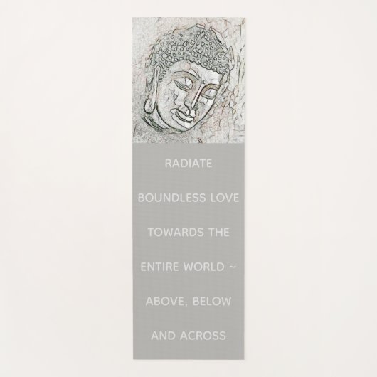 灰色の仏のポートレートの引用文は無限愛を放射します ヨガマット (正面)