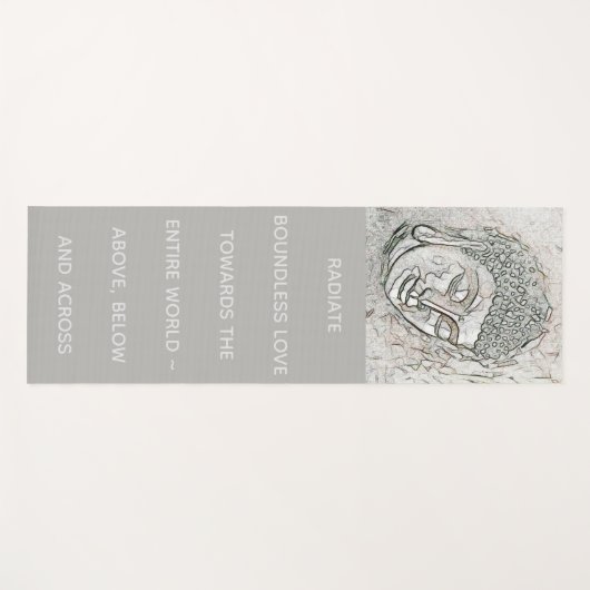 灰色の仏のポートレートの引用文は無限愛を放射します ヨガマット (正面(横))