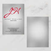 灰色の光の垂直モダン平赤一文字 名刺 (正面/裏面)