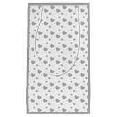 灰色の光沢のあるハートかわいいロマンチックなパターン スモールペーパーバッグ (正面)