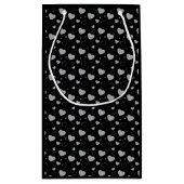 灰色の光沢のあるハートかわいいロマンチックなパターン スモールペーパーバッグ (裏面)