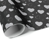 灰色の光沢のあるハートかわいいロマンチックなパターン ラッピングペーパー (ロールコーナー)