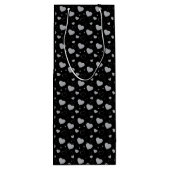 灰色の光沢のあるハートかわいいロマンチックなパターン ワインギフトバッグ (裏面)