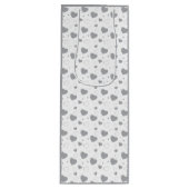 灰色の光沢のあるハートかわいいロマンチックなパターン ワインギフトバッグ (正面)