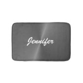 灰色の光沢のあるフェイク金属名前をカスタムする バスマット (正面)