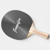 灰色の光沢のあるフェイク金属名前をカスタムする 卓球ラケット (横)