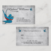 灰色の入れ墨のつばめのクリエイティブのアポイントメントカード 予約カード (正面/裏面)