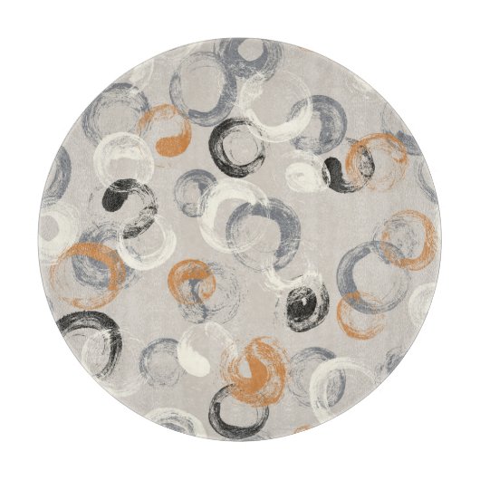 灰色の円：シームレシンプルームパターン カッティングボード (正面)
