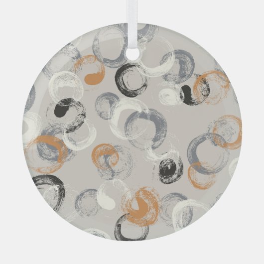 灰色の円：シームレシンプルームパターン ガラスオーナメント (正面)