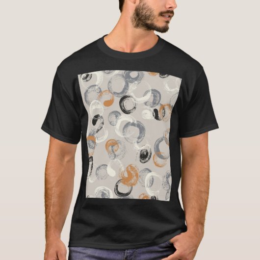 灰色の円:シームレシンプルームパターン Tシャツ (正面)