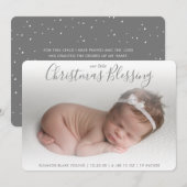 灰色の写真の誕生の発表クリスマスエレガント シーズンカード (正面/裏面)