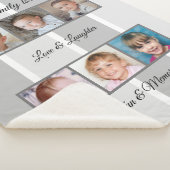 灰色の写真コラージュストライプのファミリー シェルパブランケット (3/4)