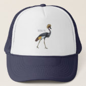 灰色の冠の鶴の鳥の漫画イラストレーション キャップ (正面)