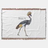 灰色の冠の鶴の鳥の漫画イラストレーション スローブランケット (正面)