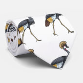 灰色の冠の鶴の鳥の漫画イラストレーション ネクタイ (ロール)