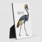 灰色の冠の鶴の鳥の漫画イラストレーション フォトプラーク (側面)